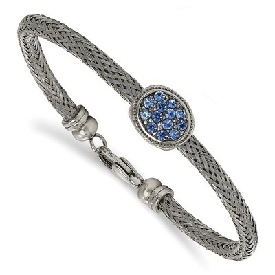 Textured Blue Crystal 7.25 in. Bracelet Stainless Steel Polished SRB2123-7.5 by Chisel, MPN: SRB212…