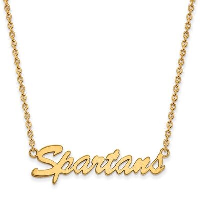 Michigan State University Medium Pendant with Chain Necklace Gold-plated Silver GP067MIS-18, MPN: G…