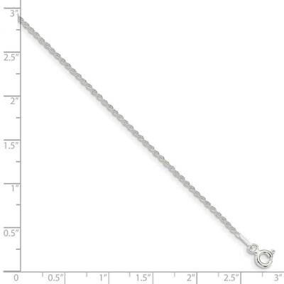 7 Inch 1.3mm Solid Rope Chain Sterling Silver QDR025-7, MPN: QDR025-7, 886774020068