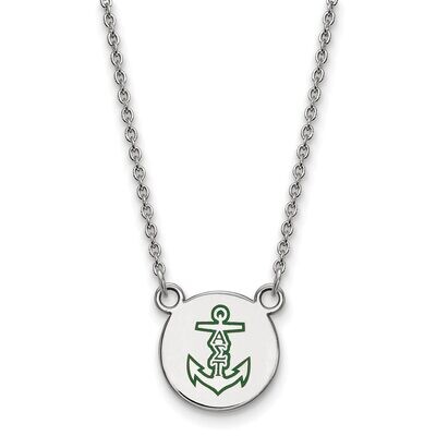 Alpha Sigma Tau Extra Small Enameled Pendant with 18 Inch Chain Sterling Silver SS044ALS-18, MPN: S…