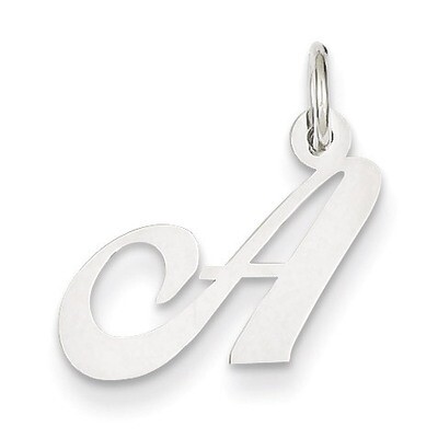 Small Fancy Script Initial A Charm 14k White Gold YC651A, MPN: YC651A, 191101634383