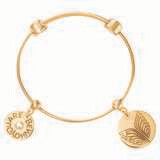 Nikki Lissoni Charm Bangle with Two Fixed Charms Be Who You Are Caring Wings Gold-Plated 17cm 6.7 i…