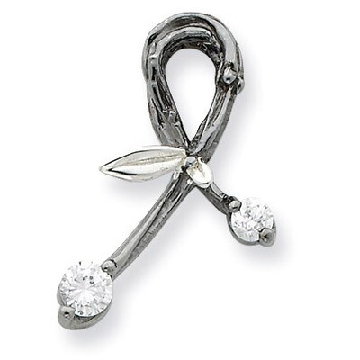 Sterling Silver, CZ &amp; Rhodium Support Pendant Sterling Silver QP2056
