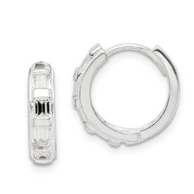 Hinged Hoop Earrings Sterling Silver CZ Diamond QE14611, MPN: QE14611, 883957868158