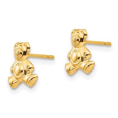 Teddy Bear Post Earrings - 14k Gold SE2045 by Madi K, MPN: SE2045, 883957005775
