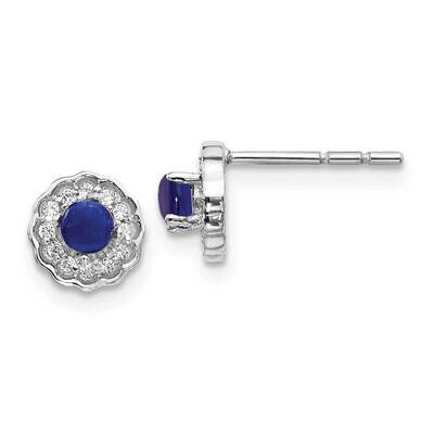 Cabochon Sapphire Earrings 14k White Gold Diamond EM4032-SA-010-WA, MPN: EM4032-SA-010-WA, 19110183…