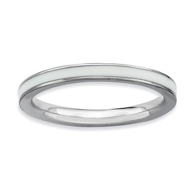White Enameled 2.25mm Ring - Sterling Silver QSK149, MPN: QSK149, 883957127002