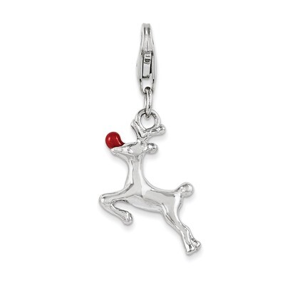 Reindeer Charm Sterling Silver Enameled QCC1079 by Amore La Vita, MPN: QCC1079, 883957547060