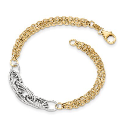 7.5 Inch Fancy Link Bracelet 14k Two-tone Gold Diamond-cut &amp; Polished SF2150-7.5, MPN: SF2150-7.5, …