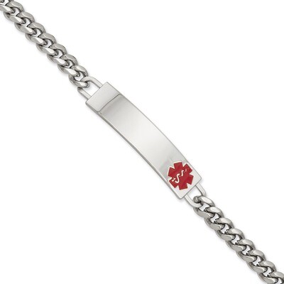 Kelly Waters Large Red Epoxy Medical ID Bracelet 8.25 Inch Rhodium-plated KW539-8.25, MPN: KW539-8.…