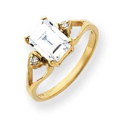 8x6mm Emerald Cut Cubic ZirconiDiamond Ring 14k Gold Y4749CZ_AA, MPN: Y4749CZ_AA, 883957665924
