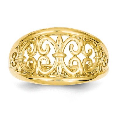 Fleur-De-Lis Tapered Ring 14k Gold K4606, MPN: K4606, 637218140138