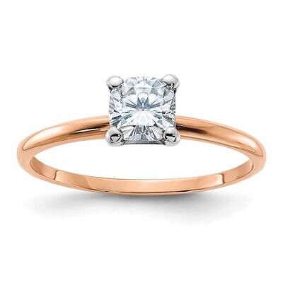 5/8ct. 5.0mm D E F Pure Light Cushion Moissanite Solitaire Ring 14k Rose Gold RGSH13C-9MP, MPN: RGS…