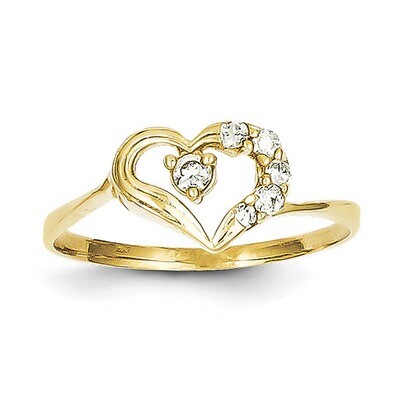 Heart Ring 10k Gold Synthetic Diamond 10C1191, MPN: 10C1191, 886774020549