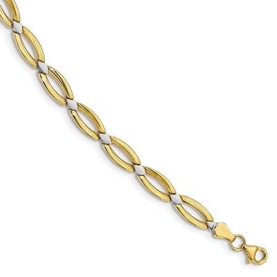 Leslie&#39;s Rhodium Fancy Link Bracelet 7.25 Inch 10k Gold HB-10LF560-7.25, MPN: 10LF560-7.25, 1911017…