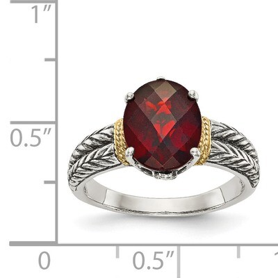 Garnet Ring Sterling Silver &amp; 14k Gold QTC664, MPN: QTC664, 883957441139