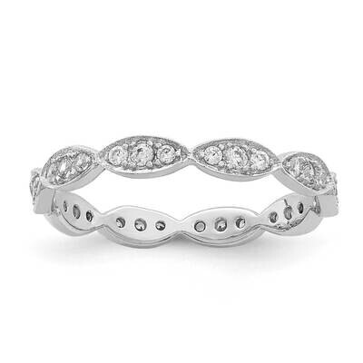 Fancy Scalloped CZ Diamond Band Sterling Silver Rhodium-plated QR6928, MPN: QR6928, 886774015033