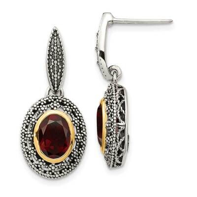Garnet Earrings Sterling Silver with 14k Gold Accent QTC1639, MPN: QTC1639, 883957746708