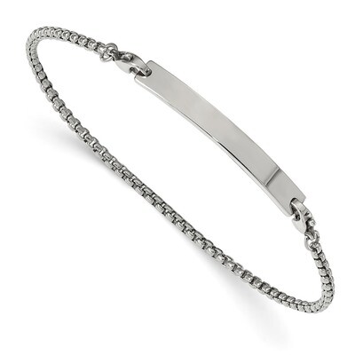 Box Chain with Removeable ID Plate 8.5 Inch Bracelet Stainless Steel Polished SRB2266-8.5 by Chisel…