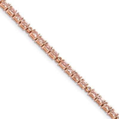 Rose Gold-plate Morg./Crtd. Wht. Sapphire Bracelet 7 Inch Sterling Silver Rhodium-plated QX988MG, M…