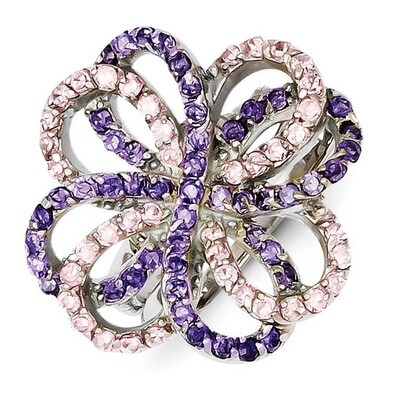 Sterling Silver Pink &amp; Purple Diamond Ring QR2134-6
