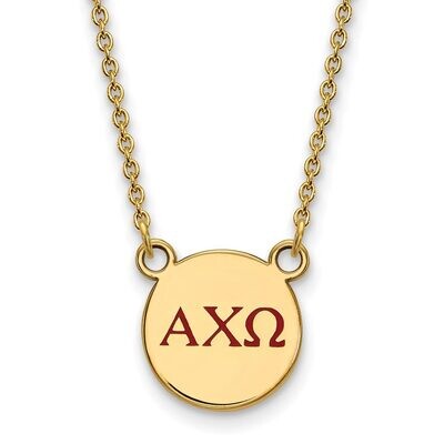 Alpha Chi Omega Extra Small Enameled Pendant with 18 Inch Chain Gold-plated Silver GP027ACO-18, MPN…