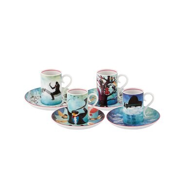 Vista Alegre Fur Beethoven Set 4 Coffee Cups &amp; Saucer 21136782, MPN: 21136782, 5605414061040
