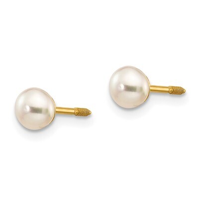 4.5mm Button Fresh Water Cultured Pearl Earrings - 14k Gold GK415 by Madi K, MPN: GK415, 8839575568…