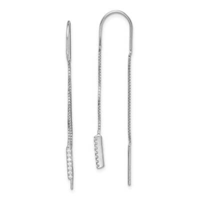 Threader Earrings Sterling Silver Rhodium-plated CZ Diamond QE15135, MPN: QE15135, 886774120881