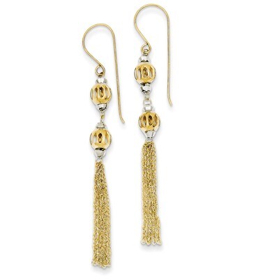 Bead &amp; Chain Dangle Earrings 14k Two-Tone Gold TL490, MPN: TL490, 883957468730