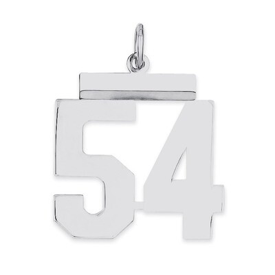 Pendant Number 54 Polished Sterling Silver Medium QMS54, MPN: QMS54, 191101278266