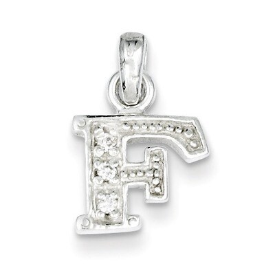 Initial F Pendant Sterling Silver Diamond QC6717F, MPN: QC6717F, 883957558981