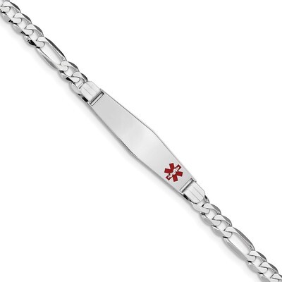 8 Inch Medical Soft Diamond Shape Red Enamel Figaro Link ID Bracelet 14k white Gold XM594FCW-8, MPN…