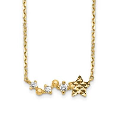 14K Diamond-Cut Star Cz with 2 Inch Extension Necklace 14k Gold Diamond SF2784-18, MPN: SF2784-18, …