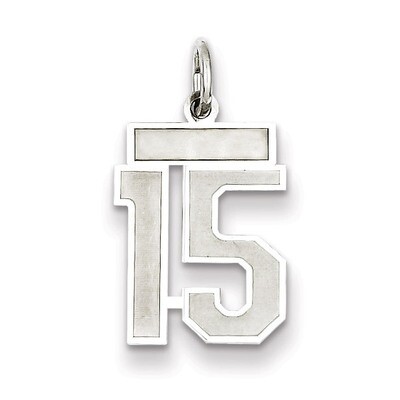 Charm Number 15 Satin Sterling Silver Small QPS15, MPN: QPS15, 191101282447