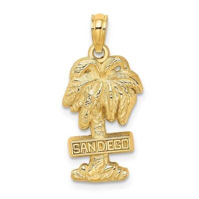 San Diego On Palm Tree Charm 14k Gold 2-D K8240, MPN: K8240, 637218093793