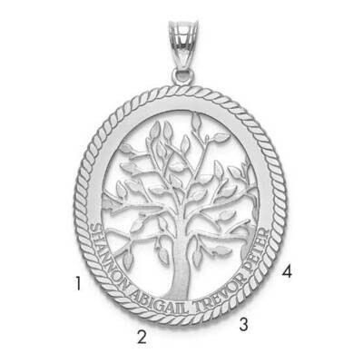 Laser Polished Family Tree Oval Pendant Sterling Silver Rhodium-plated XNA670SS, MPN: XNA670SS,