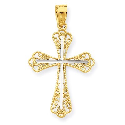 Diamond-Cut Cross Pendant 10K Gold &amp; Rhodium 10C1126, MPN: 10C1126, 886774019895