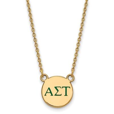 Alpha Sigma Tau Extra Small Enameled Pendant with 18 Inch Chain Gold-plated Silver GP027ALS-18, MPN…