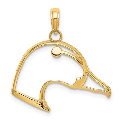 Beveled Duck Head Charm 14k Gold Cut-out K6441, MPN: K6441, 637218000258