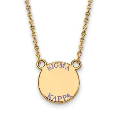 Sigma Kappa Extra Small Enameled Pendant with 18 Inch Chain Gold-plated Silver GP014SKP-18, MPN: GP…