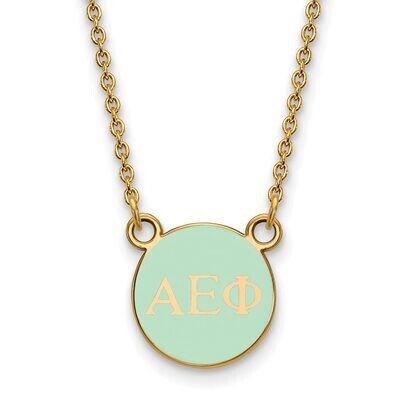 Alpha Epsilon Phi Extra Small Enameled Pendant with 18 Inch Chain Gold-plated Silver GP029AEP-18, M…