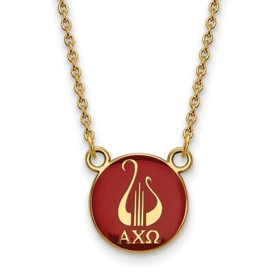 Alpha Chi Omega Extra Small Enameled Pendant with 18 Inch Chain Gold-plated Silver GP042ACO-18, MPN…