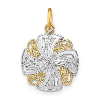 Pinwheel Medallion Charm 14k Gold Rhodium K9517, MPN: K9517, 637218149100