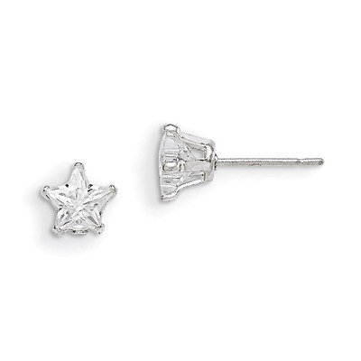 6mm Star Cubic Zirconia Stud Earrings Sterling Silver QE7549, MPN: QE7549, 886774559988