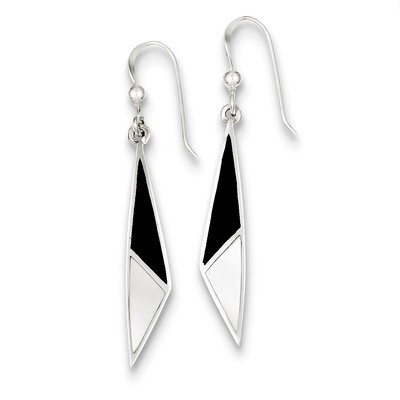 Onyx &amp; Mother of Pearl Earrings Sterling Silver QE2726, MPN: QE2726, 883957924397