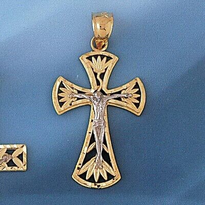 Dazzlers Jewelry Two Tone Jesus Christ on Cross Pendant Necklace Charm Bracelet in Yellow, White or…