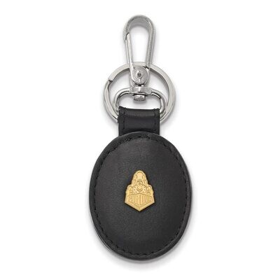 Purdue Black Leather Oval Key Chain Gold-plated Silver GP048PU-K1, MPN: GP048PU-K1, 191101011313