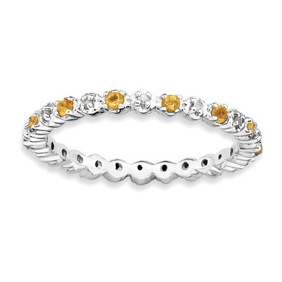 Citrine &amp; Diamond Ring - Sterling Silver QSK542, MPN: QSK542, 886774218250