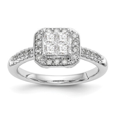 Complete Diamond Cluster Engagement Ring 14k White Gold RM2373E-060-WAA, MPN: RM2373E-060-WAA, RM23…